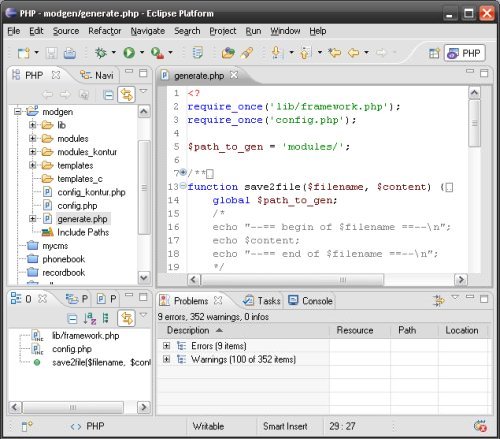 Среда Eclipse PHP Development Tools